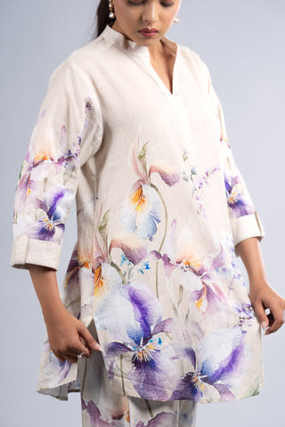 Beige Floral Print Co-ord Set