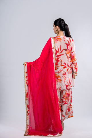 Ivory White Floral Kurta Set