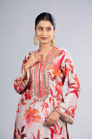 Ivory White Floral Kurta Set