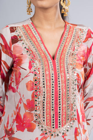 Ivory White Floral Kurta Set