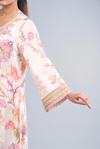 Pastel Cream Floral Kurta suit