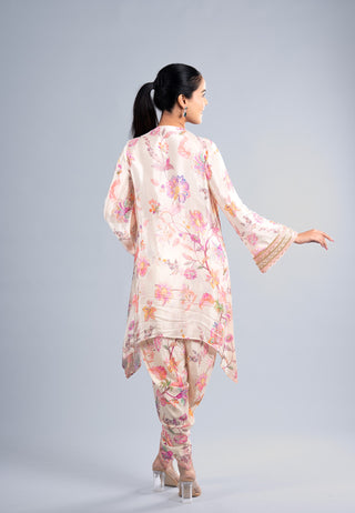 Pastel Cream Floral Kurta suit