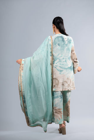 Soft Beige Floral Kurta Set