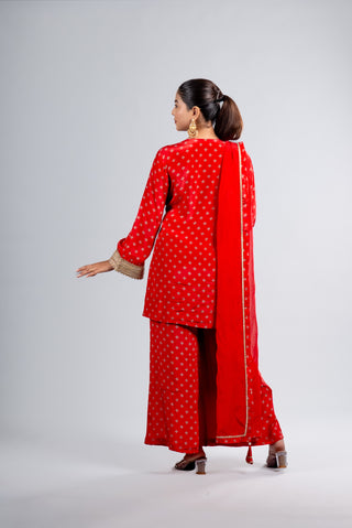 Elegant Red Gotta Patti Embroidered Kurta Set