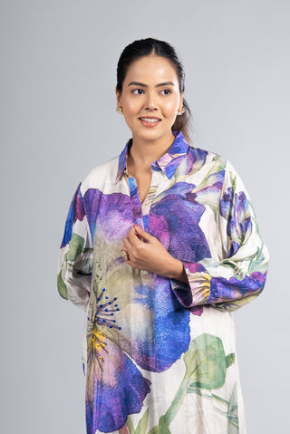 Ivory White Floral Kurta Set