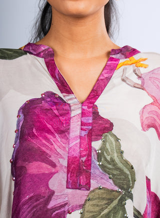 Ivory White Floral Kurta Set