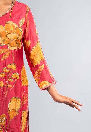 Radiant Rose Pink Floral Sharara Set