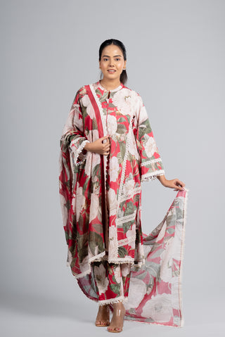 Rose Pink Floral Kurta Set