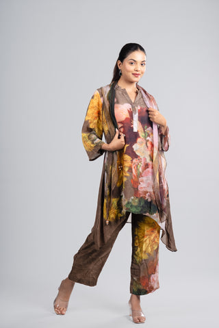 Brown Floral Print Co-ord Set