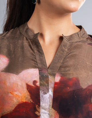 Brown Floral Print Co-ord Set