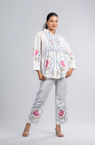 White Embroidered Co-ord Set