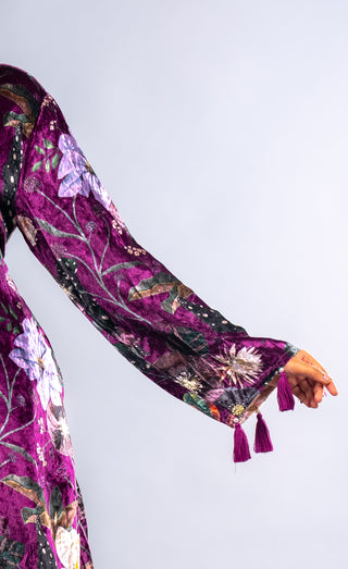 Royal Plum Velvet Floral Suit