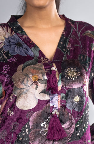 Royal Plum Velvet Floral Suit