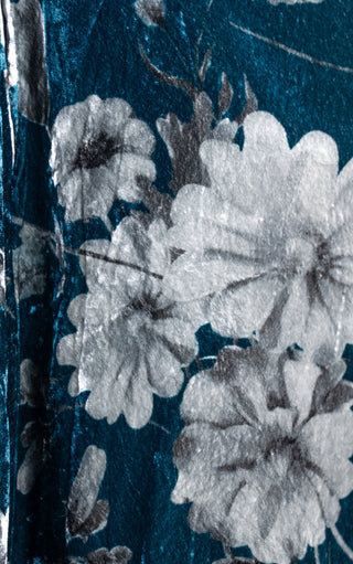 Midnight Teal Velvet Floral Suit