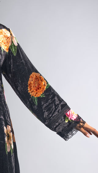 Elegant Black Velvet Kurta Set