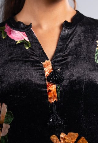 Elegant Black Velvet Kurta Set