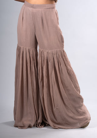 Shimmering Mocha Taupe Sharara Set