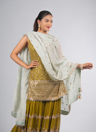 Opulent Mustard Gold Sharara Set
