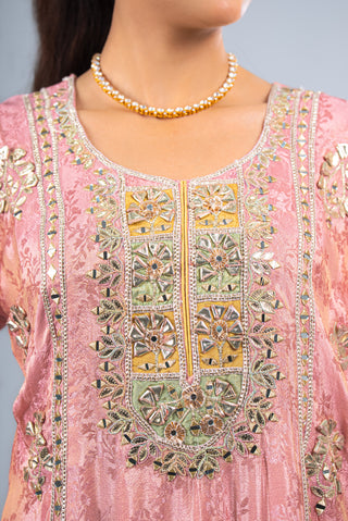 Royal Rose Pink Embroidered Kurta Set