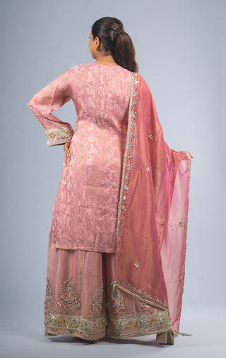 Royal Rose Pink Embroidered Kurta Set