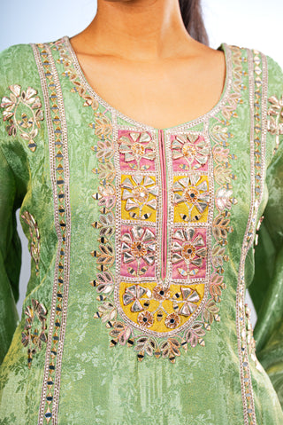 Pastel Sage Green Sharara Set