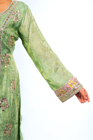 Pastel Sage Green Sharara Set
