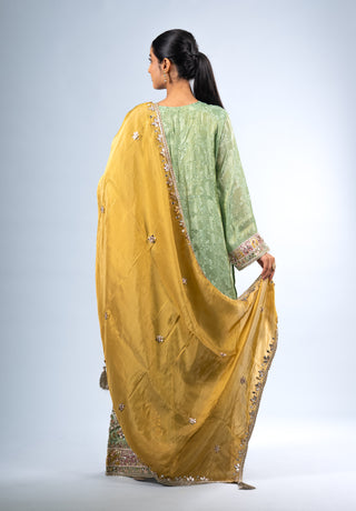 Pastel Sage Green Sharara Set