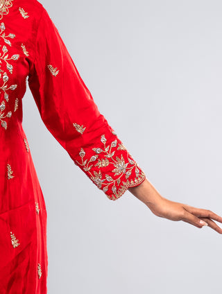 Crimson Red Kurta Sharara Set