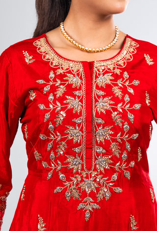 Crimson Red Kurta Sharara Set