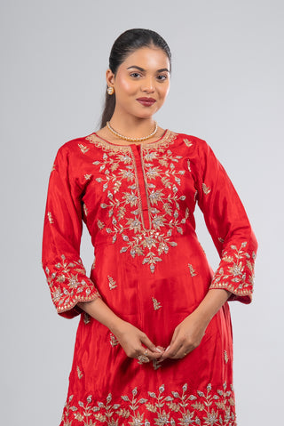 Crimson Red Kurta Sharara Set