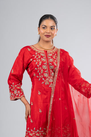 Crimson Red Kurta Sharara Set