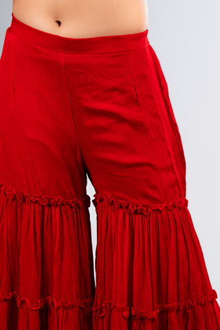Crimson Red Kurta Sharara Set