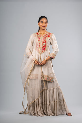 Pearl Ivory Tiered Sharara Set
