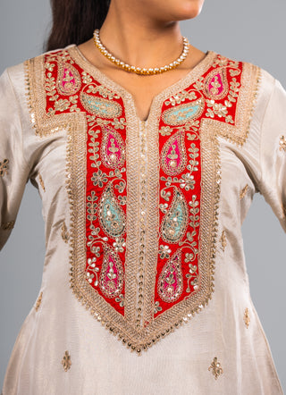 Pearl Ivory Tiered Sharara Set