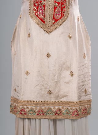 Pearl Ivory Tiered Sharara Set