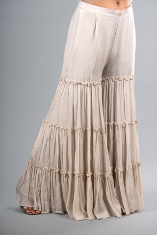 Pearl Ivory Tiered Sharara Set