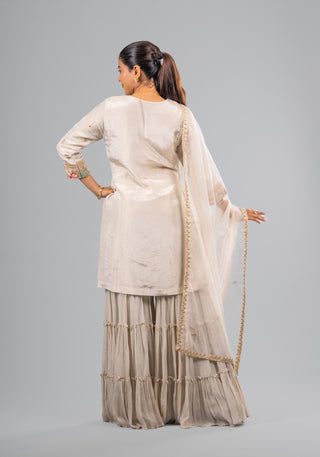 Pearl Ivory Tiered Sharara Set