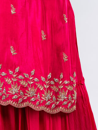 Vibrant Fuchsia Pink Sharara Set