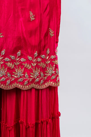 Vibrant Fuchsia Pink Sharara Set