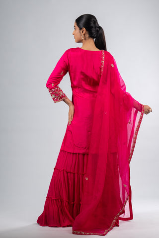 Vibrant Fuchsia Pink Sharara Set