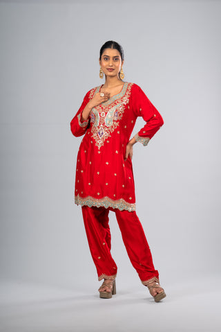 Classic Scarlet Red Kurta Set