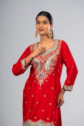 Classic Scarlet Red Kurta Set