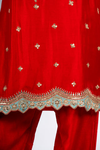 Classic Scarlet Red Kurta Set