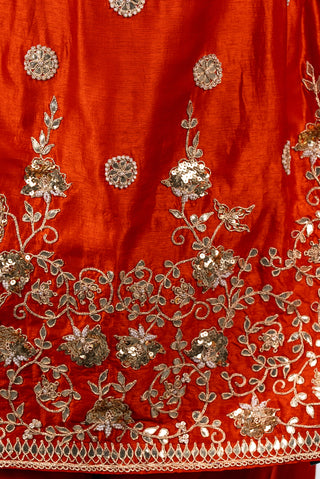 Fiery Orange Embroidered Kurta Set