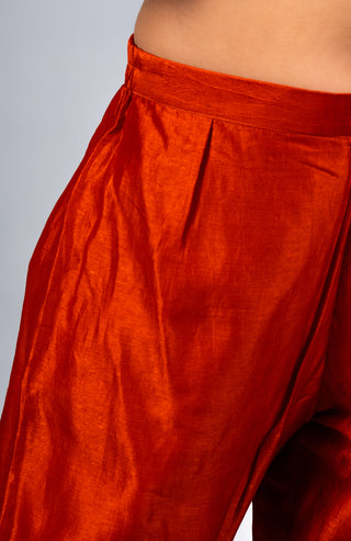 Fiery Orange Embroidered Kurta Set