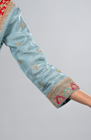 Aqua Blue Kurta Garara Set