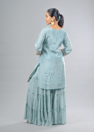 Aqua Blue Kurta Garara Set
