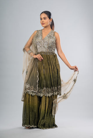 Regal Olive Green Garara Set