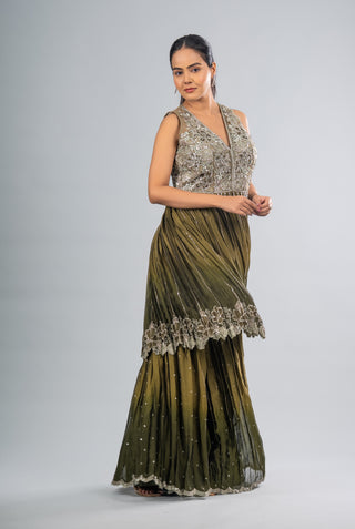 Regal Olive Green Garara Set