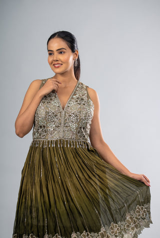 Regal Olive Green Garara Set